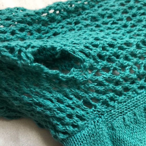 Teal Mesh Sleeve Light Sweater - Picture 4 of 4